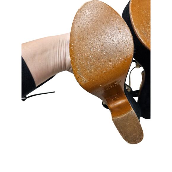 Vintage Y2K Marc Jacobs 35.5 Black Leather Platform Sandal Jewel Glam Goth - Picture 5 of 5